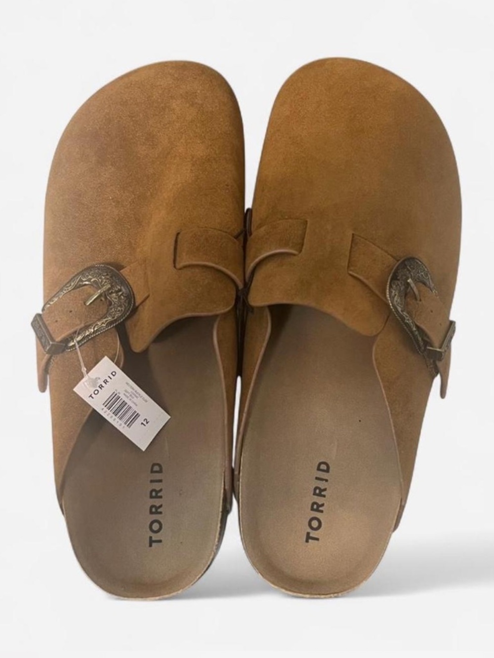 Torrid brown suede buckle clogs